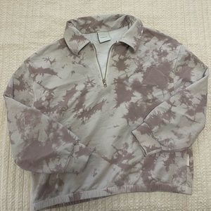 Varley Tie-Dye Quarter-Zip Jacket in Mauve and Cream